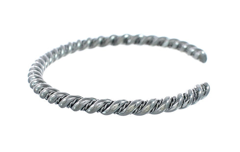 Navajo Genuine Twisted Sterling Silver Cuff Bracelet JX128724